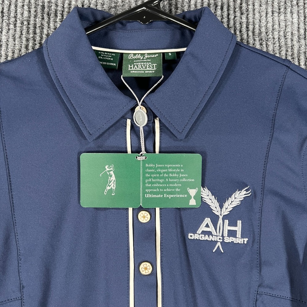 Bobby Jones Womens Shirt‎ Small Blue Golf Polo Short Sleeve American Harvest NWT